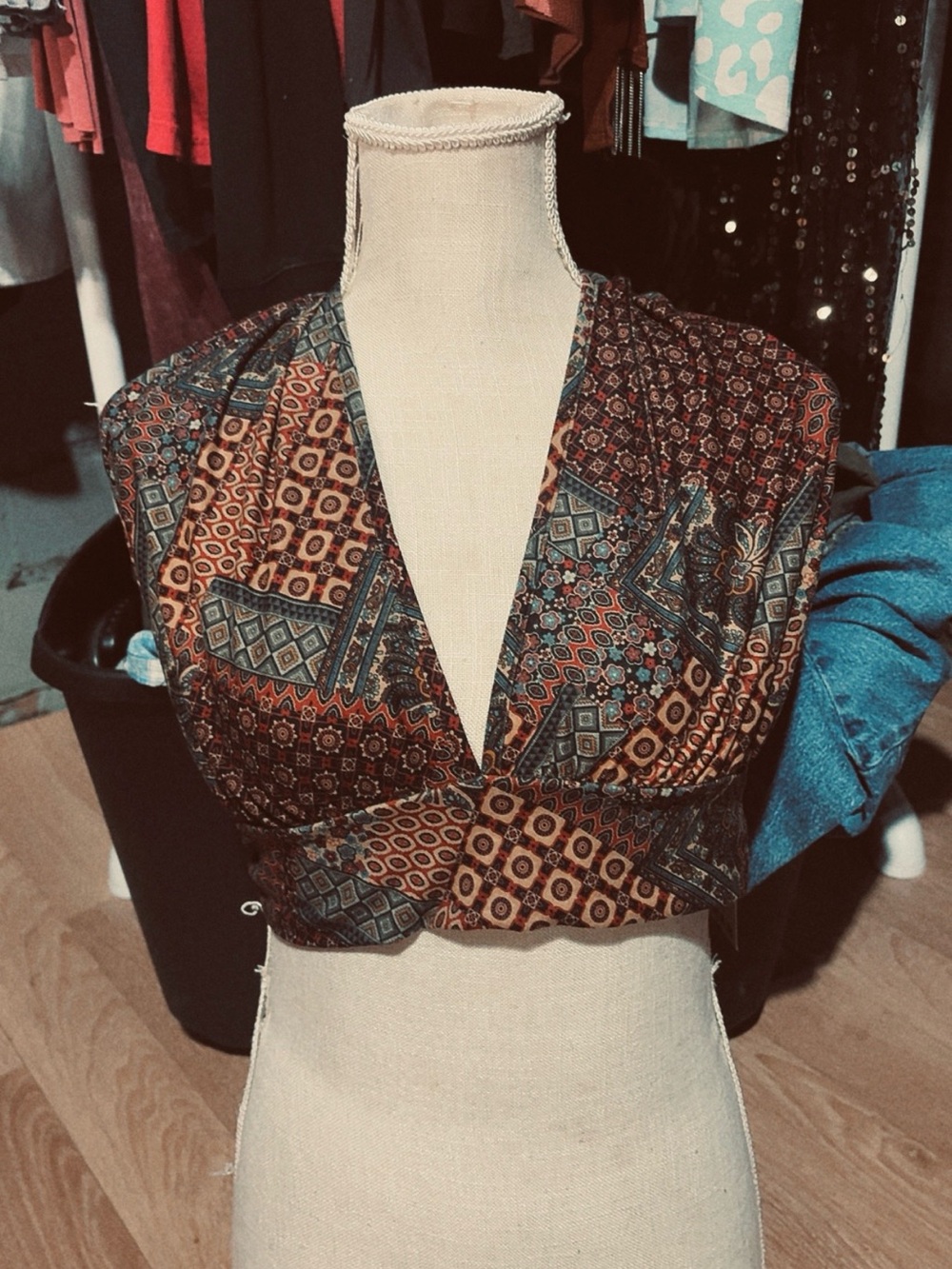 Printed Wrap-Front Camisole in Multi-Color